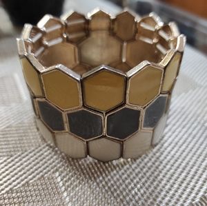 white, yellow and grey bracelet cuff